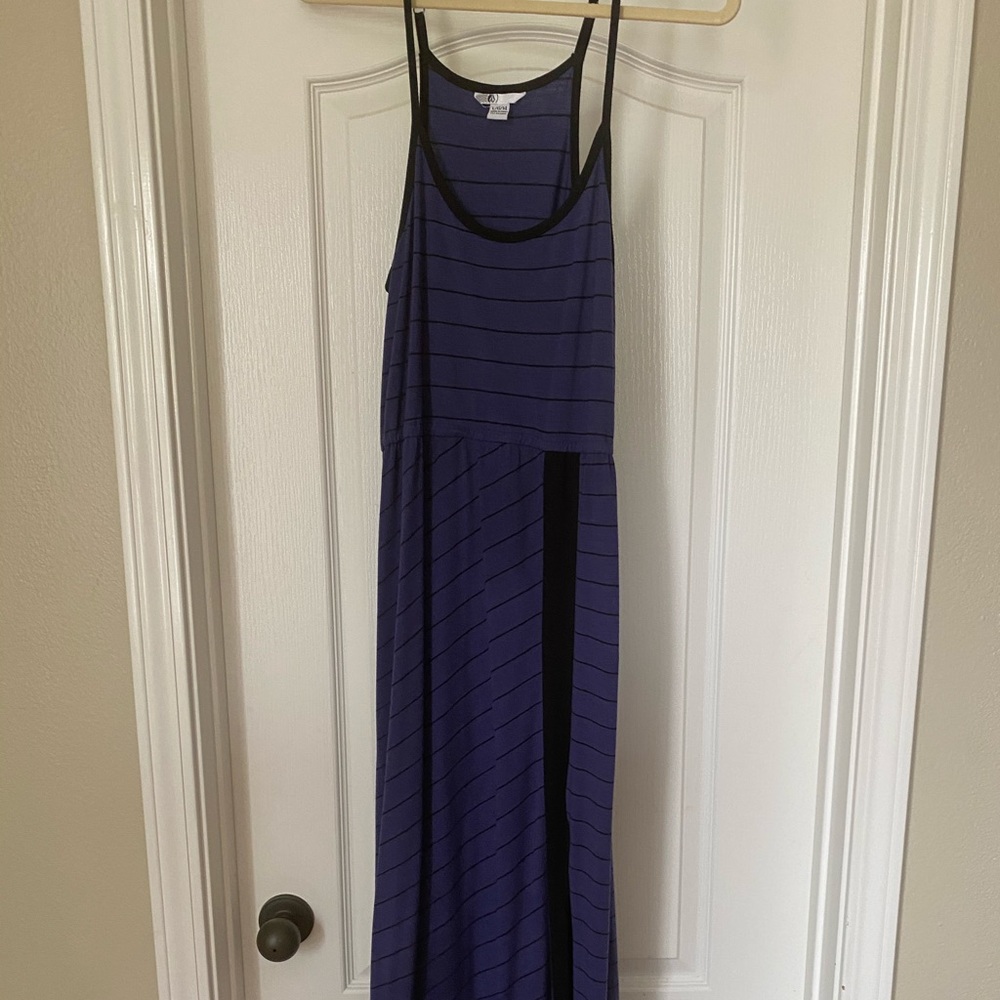 Navy and black maxi dress with leg slit